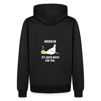 Ente lustig faul Spruch - Männer Premium Bio Hoodie - Schwarz - Hinten - Nico (187cm)
