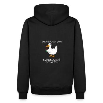 Ente mit Schokolade Spruch - Männer Premium Bio Hoodie - Schwarz - Hinten - Nico (187cm)