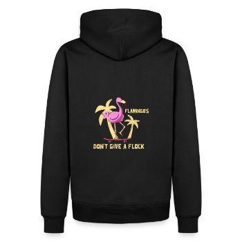Flamingo Sommer Design mit Spruch - Männer Premium Bio Hoodie - Schwarz - Hinten - Nico (187cm)