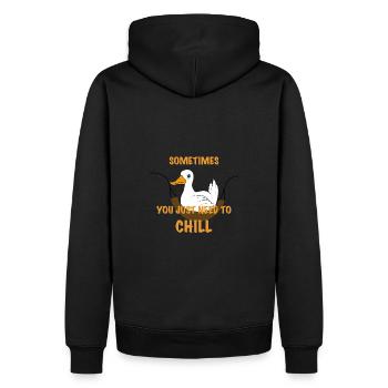 Lustige Ente Spruch Just need to chill - Männer Premium Bio Hoodie - Schwarz - Hinten - Nico (187cm)