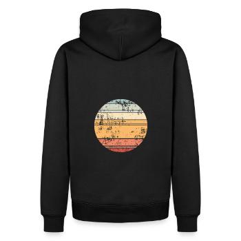 Retro Sunset Hintergrund Kreis - Männer Premium Bio Hoodie - Schwarz - Hinten - Nico (187cm)