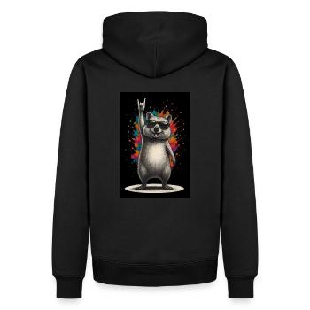 Cool Rock Quokka – Festival de design animalier - Sweat à capuche Premium bio Homme - noir - Dos - Nico (187cm)