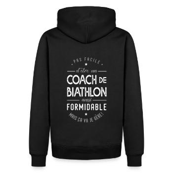 coach Biathlon formidable cadeau sport biathlon - Sweat à capuche Premium bio Homme - noir - Dos - Nico (187cm)
