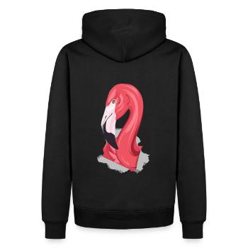 3D Flamingo - Männer Premium Bio Hoodie - Schwarz - Hinten - Nico (187cm)