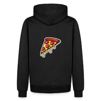Trendiges Shirt mit Pizza-Motiv - Männer Premium Bio Hoodie - Schwarz - Hinten - Nico (187cm)