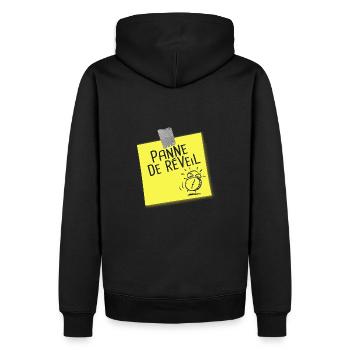 panne de réveil humour être en retard - Sweat à capuche Premium bio Homme - noir - Dos - Nico (187cm)