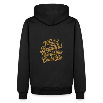 Quel beau monde cela pourrait être - Sweat à capuche Premium bio Homme - noir - Dos - Nico (187cm)