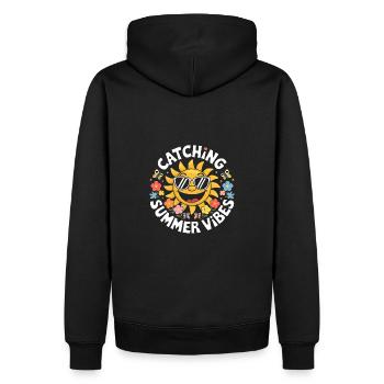 Moments d’été ensoleillés Vibrations Soleil d’été - Sweat à capuche Premium bio Homme - noir - Dos - Nico (187cm)