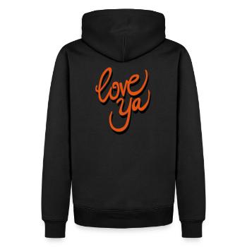 je t'aime - Sweat à capuche Premium bio Homme - noir - Dos - Nico (187cm)