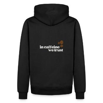 In Caffeine We Trust (Caffeine, Coffee, Barista) - Men’s Premium Organic Hoodie - black - Back - Nico (187cm)