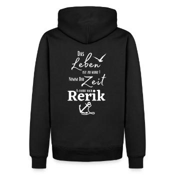 Rerik-Das Leben ist zu kurz.../Ostseebad Rerik - Männer Premium Bio Hoodie - Schwarz - Hinten - Nico (187cm)