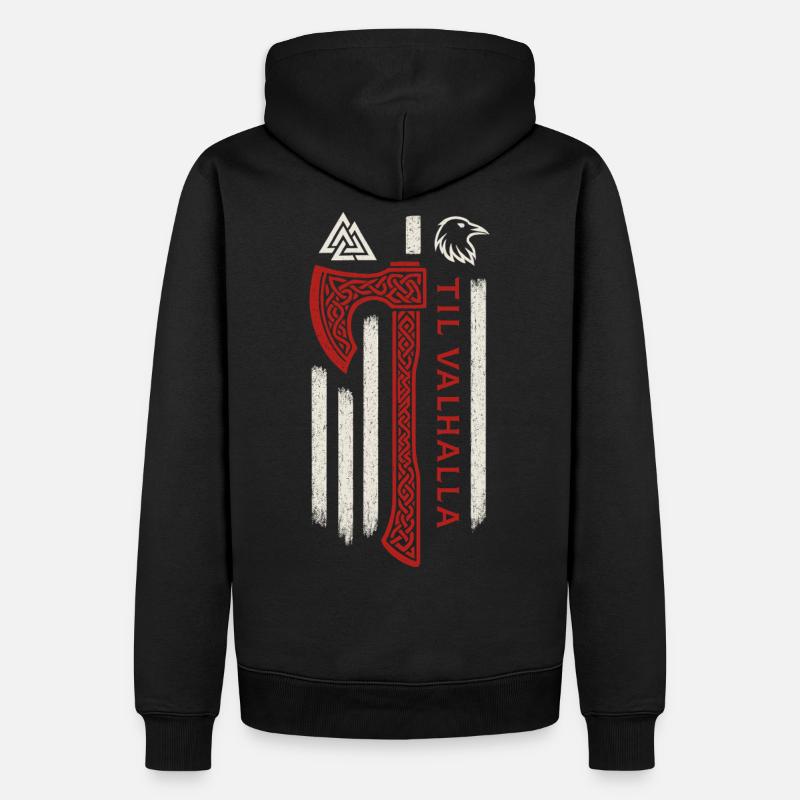 Til Valhalla Viking Axe - Sweat à capuche Premium bio Homme - noir