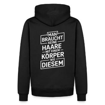 Haarausfall Glatze Frisur , Lustiges Glatzenträger - Männer Premium Bio Hoodie - Schwarz - Hinten - Nico (187cm)
