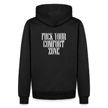 YOUR COMFORT ZONE - Men’s Premium Organic Hoodie - black - Back - Nico (187cm)