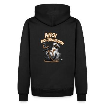 Ahoy Boltenhagen mouette drôle avec ancre - Sweat à capuche Premium bio Homme - noir - Dos - Nico (187cm)