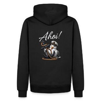 Ahoy! Funny Seagull with Anchor - Men’s Premium Organic Hoodie - black - Back - Nico (187cm)