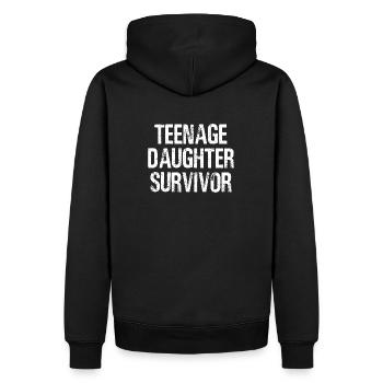 Teenage Daughter Survivor Funny Vintage - Men’s Premium Organic Hoodie - black - Back - Nico (187cm)