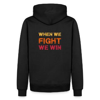 When We Fight We Win Vintage - Men’s Premium Organic Hoodie - black - Back - Nico (187cm)