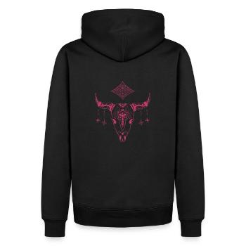 Tête squelette Taureau - Sweat à capuche Premium bio Homme - noir - Dos - Nico (187cm)