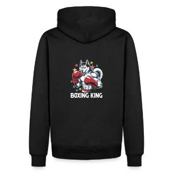 Ein Husky Boxing King Boxer Sport Kraft-Fitnessstudio - Männer Premium Bio Hoodie - Schwarz - Hinten - Nico (187cm)