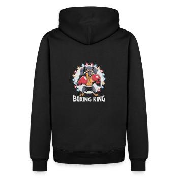 Un teckel Boxing King Boxer Sports Strength Gym - Sweat à capuche Premium bio Homme - noir - Dos - Nico (187cm)