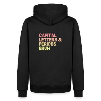 Großbuchstaben Und Punkte Bruh ELA Lehrer Lustig - Männer Premium Bio Hoodie - Schwarz - Hinten - Nico (187cm)