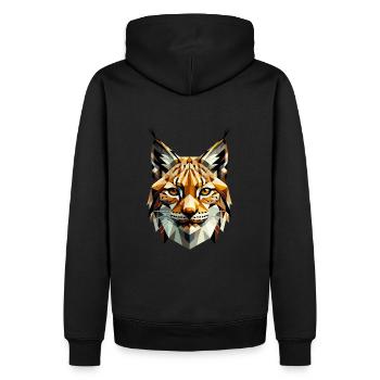 Abstrakter geometrischer Luchs - Farbgestaltung - Männer Premium Bio Hoodie - Schwarz - Hinten - Nico (187cm)