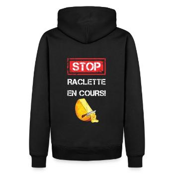 Stop raclette en cours cadeau - Sweat à capuche Premium bio Homme - noir - Dos - Nico (187cm)