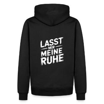 Lasst mir meine Ruhe - einfach in Ruhe lassen - Männer Premium Bio Hoodie - Schwarz - Hinten - Nico (187cm)