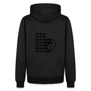 LOVE - Men’s Premium Organic Hoodie - black - Back - Nico (187cm)