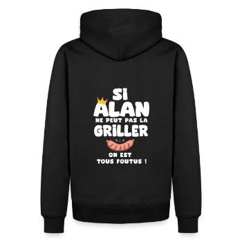 Alan roi barbecue cadeau alan fêtes - Sweat à capuche Premium bio Homme - noir - Dos - Nico (187cm)