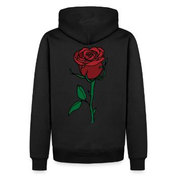 rose - Men’s Premium Organic Hoodie - black - Back - Nico (187cm)