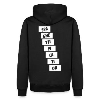 Spaghettifizierung - Männer Premium Bio Hoodie - Schwarz - Hinten - Nico (187cm)
