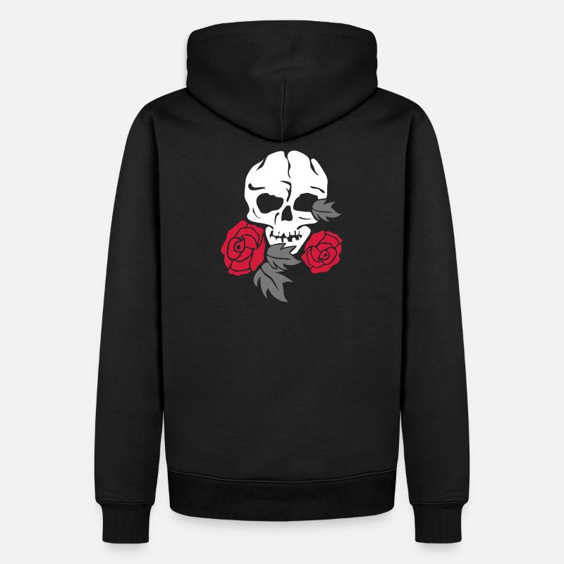 skull and rose - Männer Premium Bio Hoodie - Schwarz