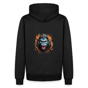 angry baboon with long teeth - Men’s Premium Organic Hoodie - black - Back - Nico (187cm)