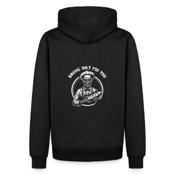Ich backe für Dich gruseliger Bäckerzombie - Männer Premium Bio Hoodie - Schwarz - Hinten - Nico (187cm)
