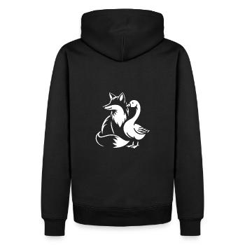 Renard et oie dans l’amitié, l’amour et la paix - Sweat à capuche Premium bio Homme - noir - Dos - Nico (187cm)