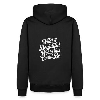 Quel beau monde cela pourrait être - Sweat à capuche Premium bio Homme - noir - Dos - Nico (187cm)