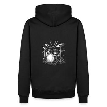 Schlagzeug Schlagzeuger Destroy Silence Rockband. - Männer Premium Bio Hoodie - Schwarz - Hinten - Nico (187cm)