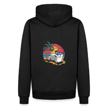 Loutre avec lunettes de soleil et casquette de baseball sur la plage - Sweat à capuche Premium bio Homme - noir - Dos - Nico (187cm)