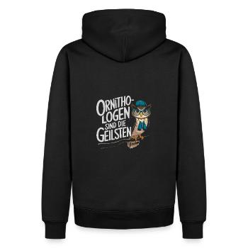 Ornithologen sind die Coolsten lustige Eule - Männer Premium Bio Hoodie - Schwarz - Hinten - Nico (187cm)