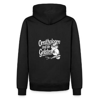 Ornithologen sind die Coolsten lustige Eule - Männer Premium Bio Hoodie - Schwarz - Hinten - Nico (187cm)
