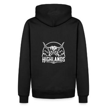 Highlands natürlich liebe meine Scottish Highlands - Männer Premium Bio Hoodie - Schwarz - Hinten - Nico (187cm)