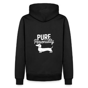 Dackel ist pure Persönlichkeit Dackelsilhouette - Männer Premium Bio Hoodie - Schwarz - Hinten - Nico (187cm)