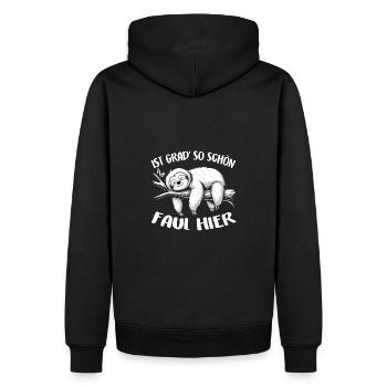 Süßes schläfriges Faultier immer mit der Ruhe - Männer Premium Bio Hoodie - Schwarz - Hinten - Nico (187cm)