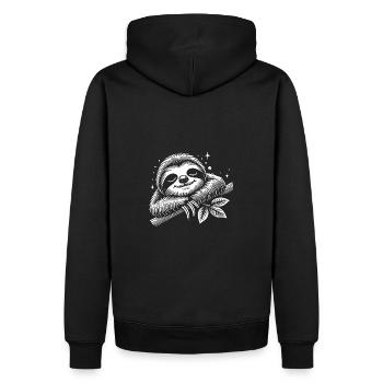 Süßes schläfriges Faultier immer mit der Ruhe - Männer Premium Bio Hoodie - Schwarz - Hinten - Nico (187cm)