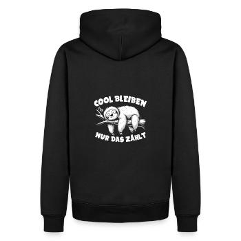 Süßes schläfriges Faultier - cool bleiben - Männer Premium Bio Hoodie - Schwarz - Hinten - Nico (187cm)