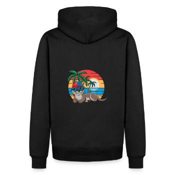 Loutre avec lunettes de soleil et casquette de baseball sur la plage - Sweat à capuche Premium bio Homme - noir - Dos - Nico (187cm)