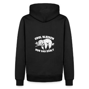 Süßes schläfriges Faultier immer mit der Ruhe - Männer Premium Bio Hoodie - Schwarz - Hinten - Nico (187cm)