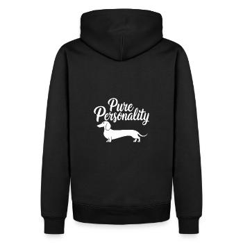 Le teckel est une pure personnalité Silhouette de teckel et - Sweat à capuche Premium bio Homme - noir - Dos - Nico (187cm)